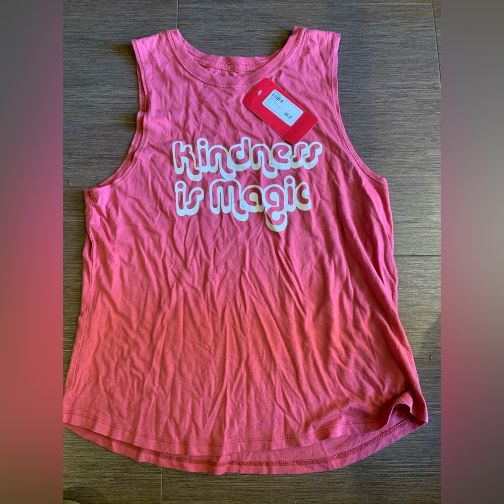 Spiritual gangster kindness is magic pink salmon new size large tank top